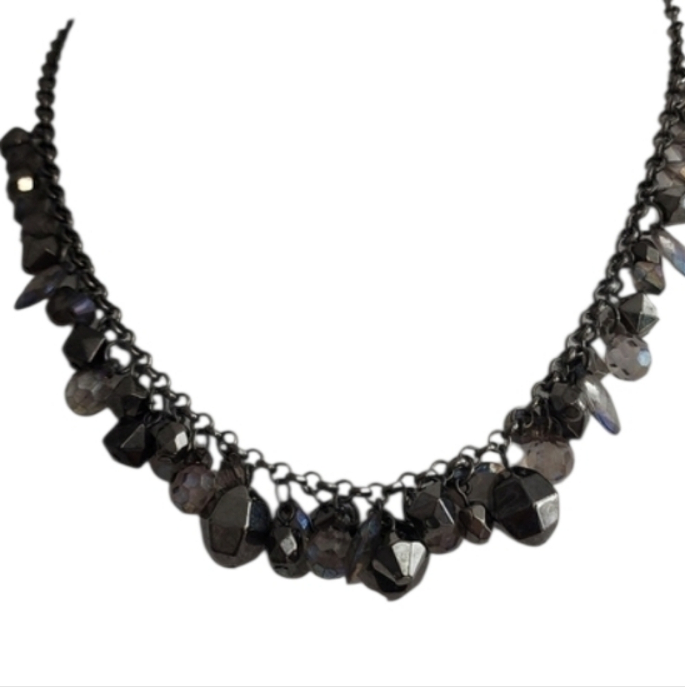 Black Silver Crystal Necklace